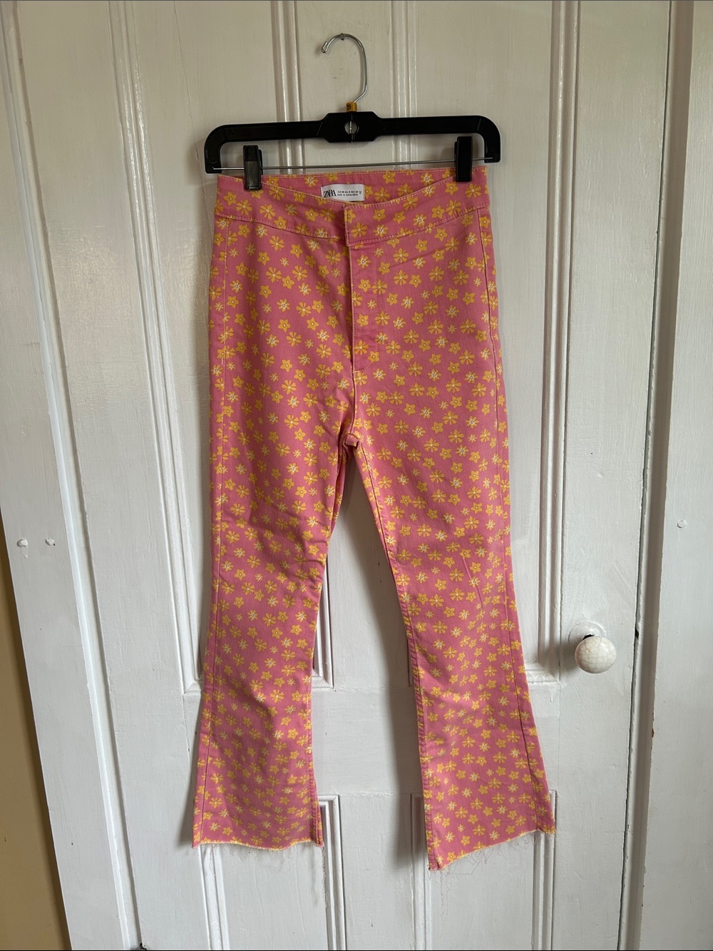 Pink Floral Flare Jeans